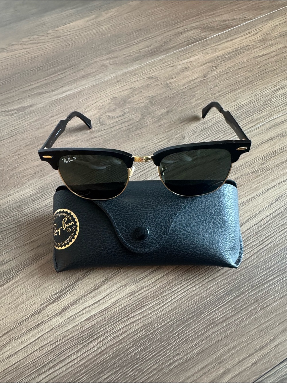 Ray-Ban RB3507 clubmaster Aluminum polarized sunglasses black/gold